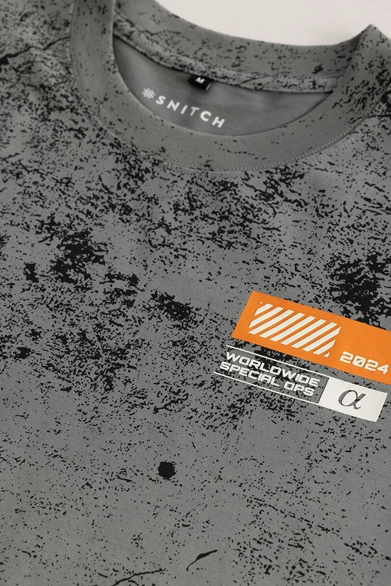 SNITCH Glide Grey Oversized T-Shirt